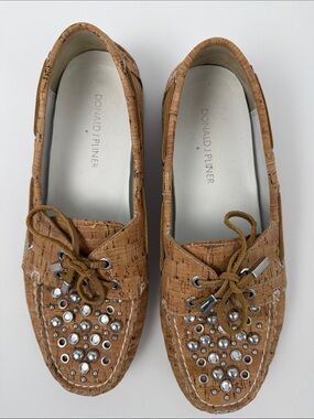 Donald J. Pliner Cork-Textured Studded Loafers - Brown
